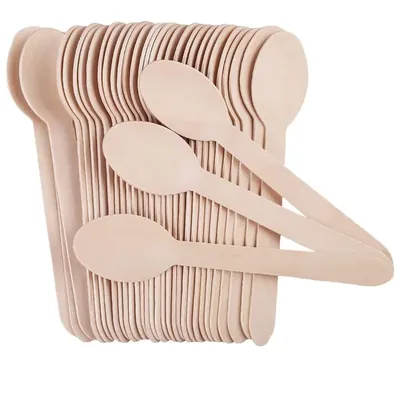 1000 Pcs, 140 mm Biodegradable Wooden Spoon for Indoor and Outdoor Usage