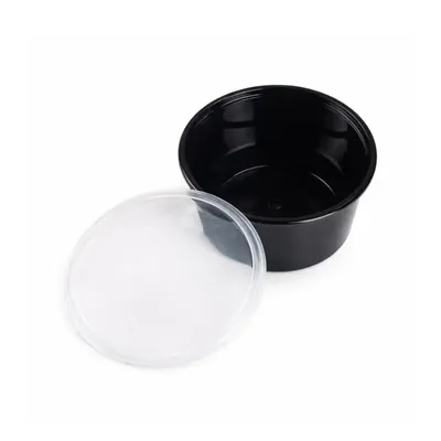 150 Pcs, 100 ml Reusable Black Container with Transparent Lid Ideal for Meal Prep and Takeaway