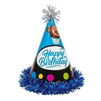 Pack of 10 Colourful Happy Birthday Blue Colour Party Themed Frill Birthday Cap for Party (1500 Pcs/150 Pack)