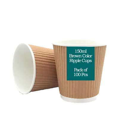 150 ml Brown Color Paper Ripple Cup for Both Indoor and Outdoor Events (Pack-100)