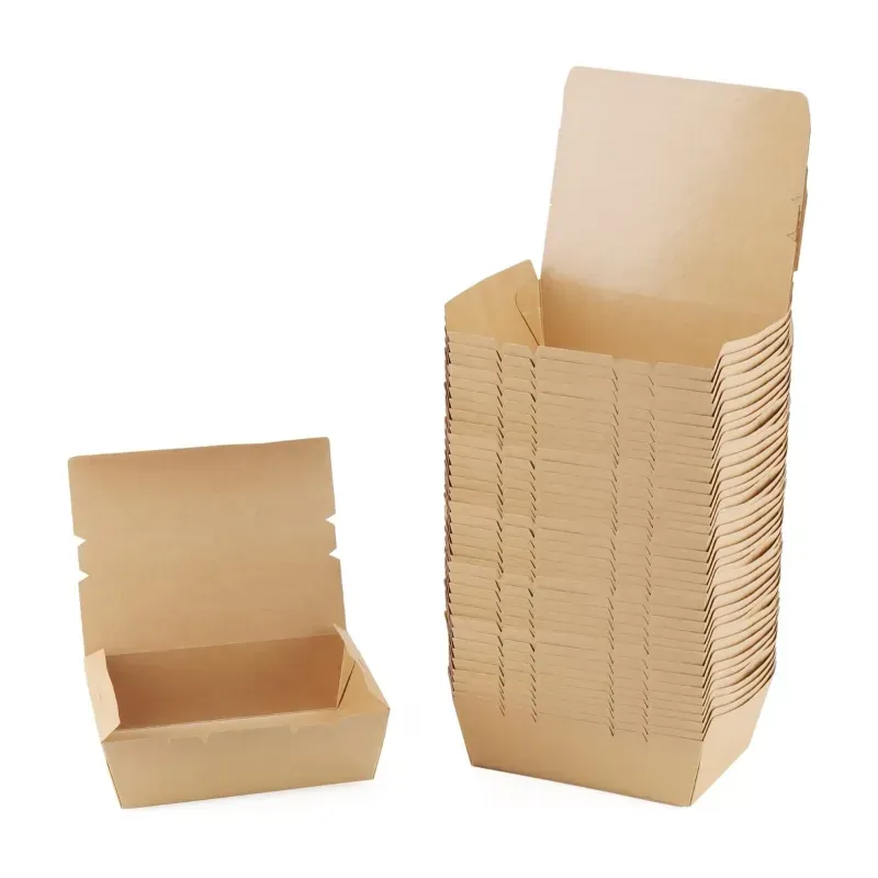 POCHEON ® 50 pcs 1250 ml Disposable Kraft Paper Boxes (Color-Brown)