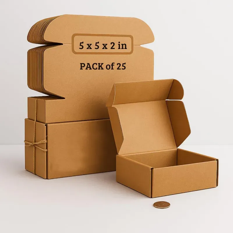 5 x 5 x 2 Inch 3 Ply Brown Flap Corrugated Packaging Box (Pack-25 Pcs)