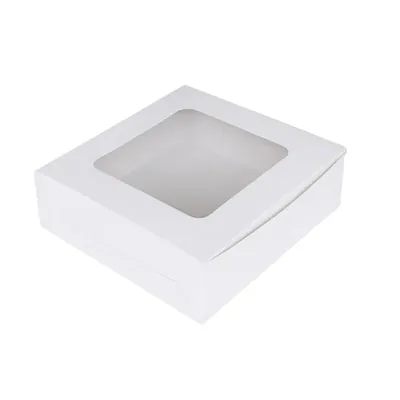 100 Pcs 6 x 6 x 2 Inch 320 GSM Window Brownie Box, For 4 Brownies, Ideal for Twin Brownies, Sliced Cakes, Bakery Takeaway