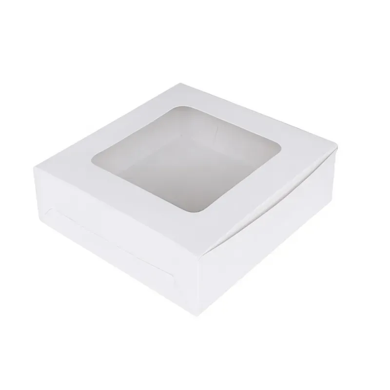 100 Pcs 6 x 6 x 2 Inch 320 GSM Window Brownie Box, For 4 Brownies, Ideal for Twin Brownies, Sliced Cakes, Bakery Takeaway