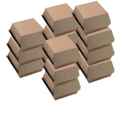 Bio-Degradable Kraft Paper Takeaway Burger Boxes (Pack-50 Pcs)