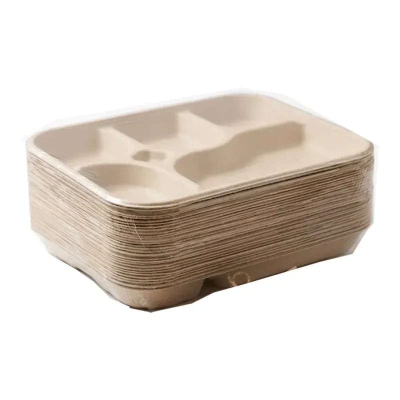 5 Compartment Biodegradable Meal Tray, Eco Friendly Food Plate for Parties, Catering & Family Events (Pack-500 pcs)