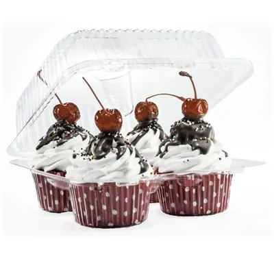 900 Pcs, 4 Cavity Clamshell Muffin/Cupcake Container