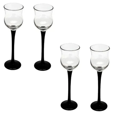 Fancy Glasses 20 cm Height with Colored Stem, Crystal Clear Candle Holders, 12 Pcs, for Party