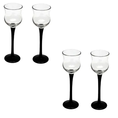 Fancy Glasses 16 cm Height with Colored Stem, Crystal Clear Candle Holders, 24 Pcs, for Party