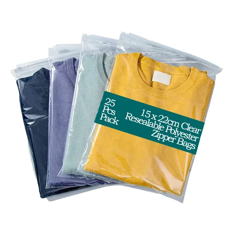 POCHEON ® 15 x 22 cm Clear Polyester Zipper Bags (Pack-25 pcs)