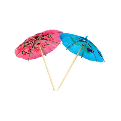 POCHEON ® 4 Inch Colorful Cocktail Umbrellas with Bamboo Fruit Sticks, Cupcake Toppers for Party, Dining (Pack-100 pcs)