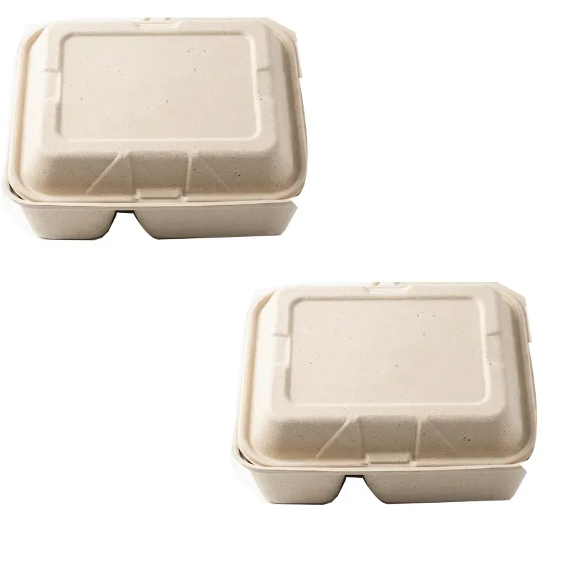 Chuk 70:30 Biodegradable Delivery Container with Lid 1000pcs, Sugarcane Bagasse Takeout Box for Parties Family Events