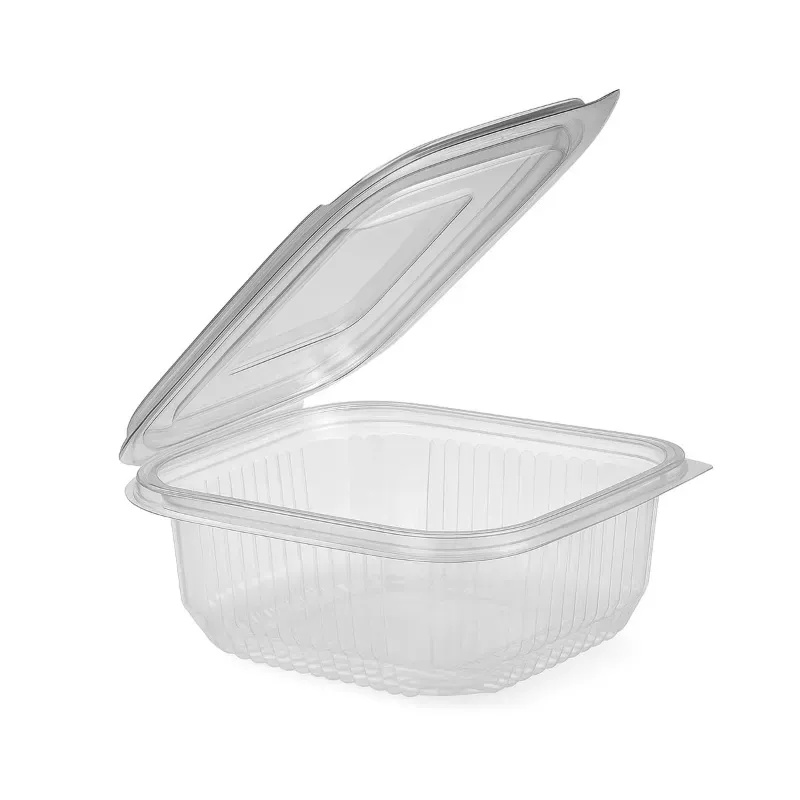 1500 Pcs, 250 ml PET Hinged Transparent Container for Snacks, Cookies Packaging