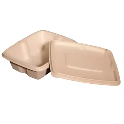 650 ml Bagasse Rectangular Zume Container With Lid, 100% Anti-Leak Technology for Food Delivery, Take Away Meals (Pack-25 pcs)