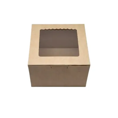 100 Pcs, 6 x 6 x 4 Window 350 GSM Cupcake Box with Insert For 4 Cupcakes, Brownies, Bakery Products