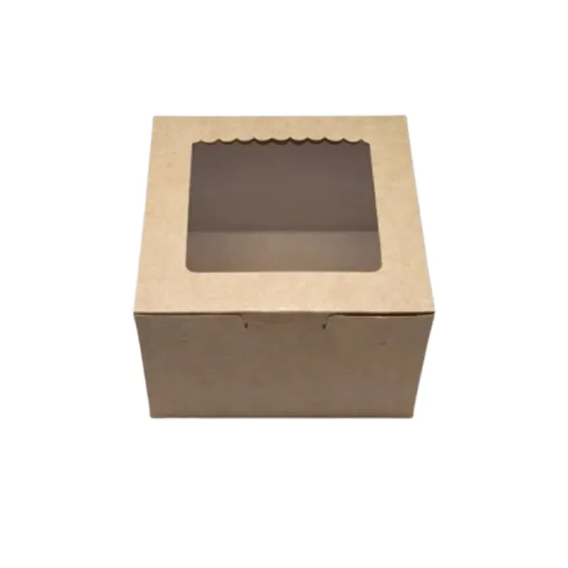 100 Pcs, 6 x 6 x 4 Window 350 GSM Cupcake Box with Insert For 4 Cupcakes, Brownies, Bakery Products