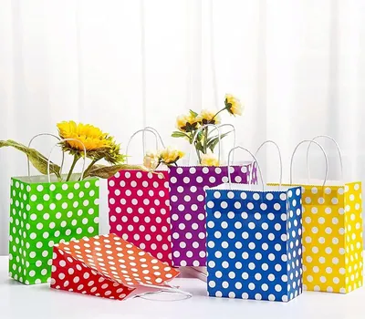 24 Pcs, 8 x 12 Inch Designer Multicolor Paper Goodie Bags Bags for Packaging