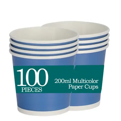 100pcs, Colorful 200 ml Paper Cups, Perfect For Festivals, Weddings, Parties and Events
