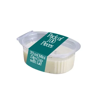 100pcs, 70 ml Mini Dip Sauce, Chutney Packaging Cups with Attached Lid