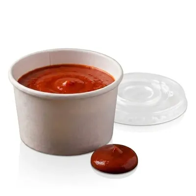 40 ml Paper Dip Container with Plastic Lid for Sauce, Chutney Packaging and Takeaway (Pack-Pack of 100 Pcs)