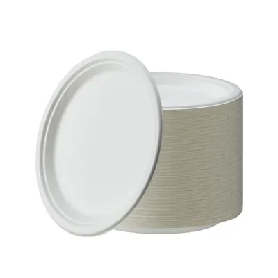 HORECA, 10 Inch Disposable Bagasse Paper Plates, Eco-Friendly Sugarcane Paper Plates for Wedding, Party, Cafes & Homes (Pack-50 Pcs)