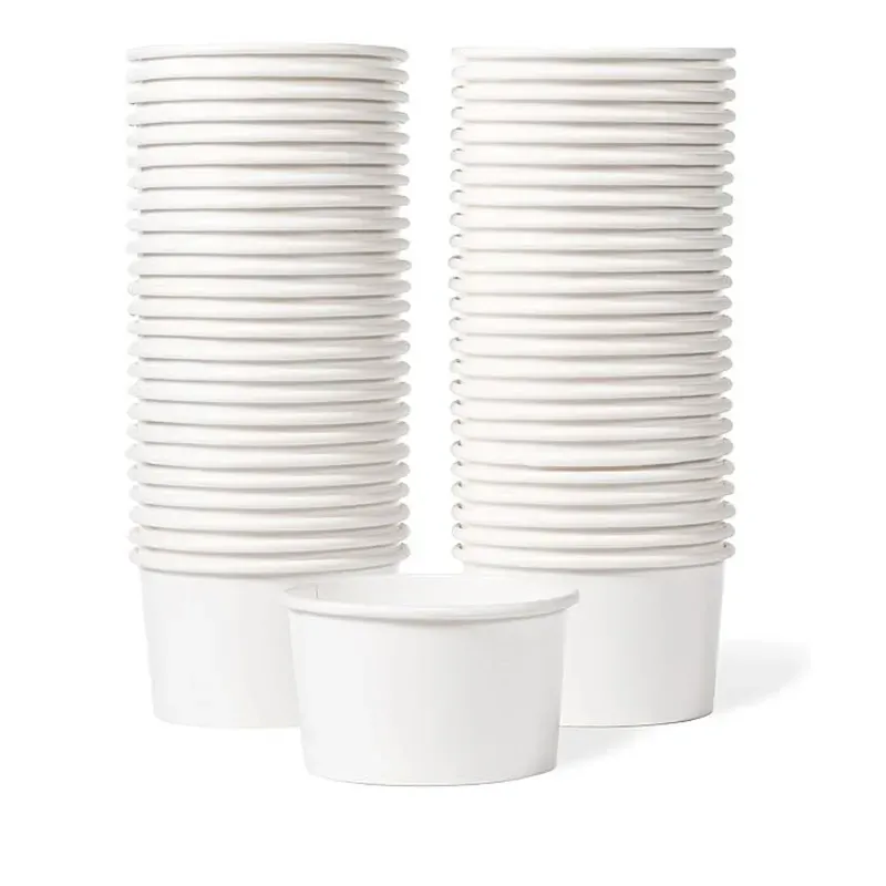 5000 Pcs, 50 ml White Disposable Bagasse Paper Container with Lid for Picnic, Travel, Food Truck