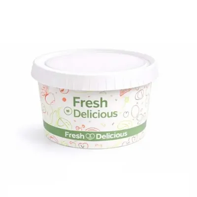 500 ml, Printed Disposable Paper Containers with Lid for Food Packaging and Takeaway (Pack-50 Pcs)