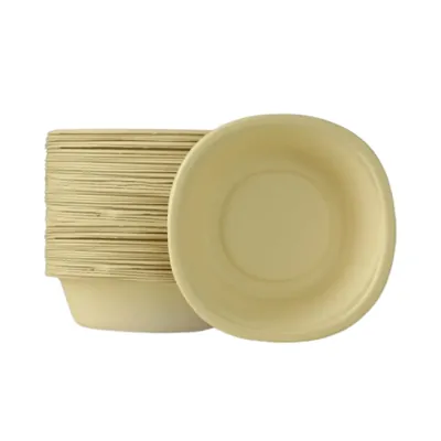 PAAVAN 350 ml, Disposable Bagasse Bowls with Lid, Eco-Friendly Sugarcane Paper Bowls, for Serving Snacks & Dinner (Pack-50 Pcs)
