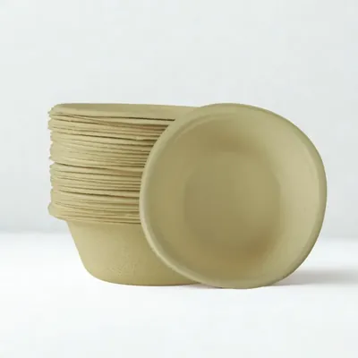 PAAVAN 110 ml Disposable Round Bagasse Bowls, Sugarcane Paper Bowls, for Serving Snacks and Dinner (Pack-100 Pcs)