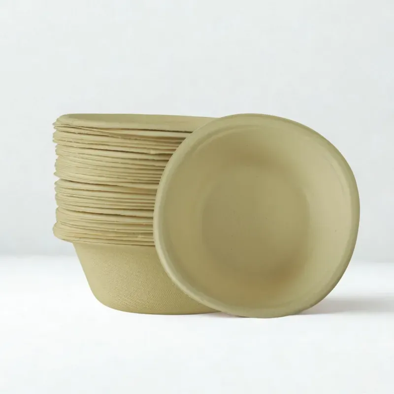PAAVAN 110 ml Disposable Round Bagasse Bowls, Sugarcane Paper Bowls, for Serving Snacks and Dinner (Pack-100 Pcs)