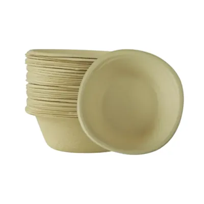PAAVAN 180 ml Disposable Bagasse Bowls, Round, Beige for Serving Snacks & Dinner, Birthday & Wedding Party (Pack-25 Pcs)