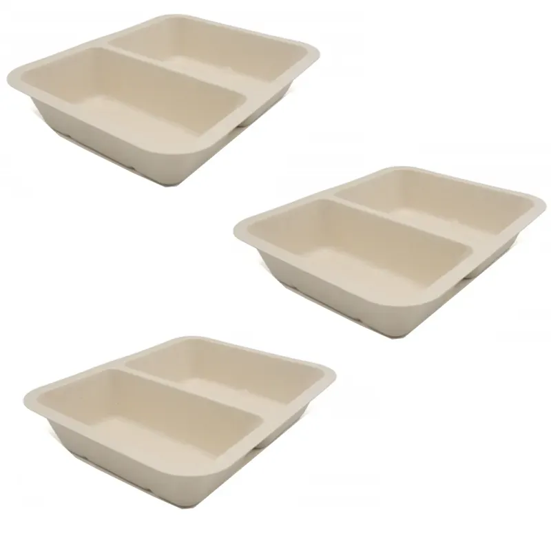 Chuk 50:50 Premium Biodegradable Delivery Container 1000pcs, Sugarcane Bagasse Takeout Box for Parties Family Events