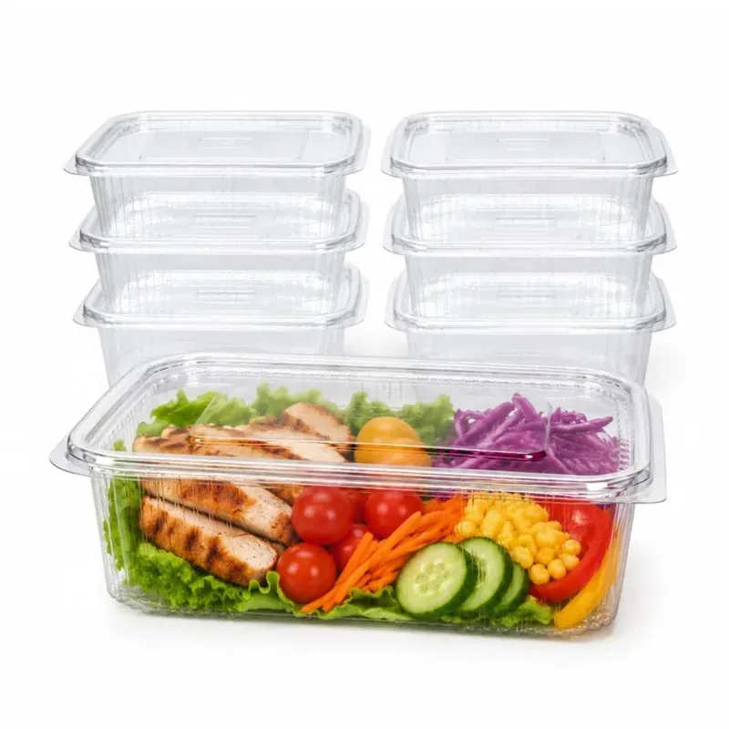 200 Pcs, 250 ml Hinged Container with Flat Lid, Transparent Containers for Kitchen Storage Serving, Home, Outdoor Use