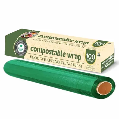 1 Pc, 50 Metres Biodegradable Food Wrapping Cling Film With Strong Adhesive Technology