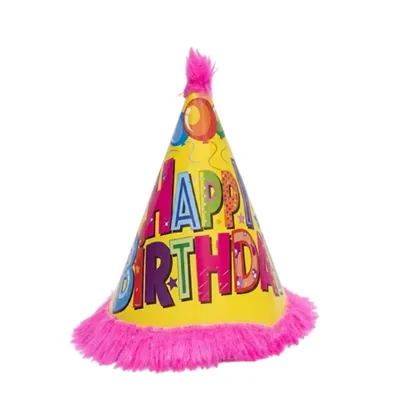 Pack of 500 Pcs (50 Packs x 10) Colourful Pink & Yellow Party Fur Birthday Caps for Party Celebration with Elastic Strap