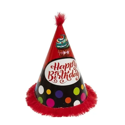 Pack of 500 Pcs (50 Packs x 10) Colourful Red & Black Fur Birthday Caps for Party Celebration with Elastic Strap
