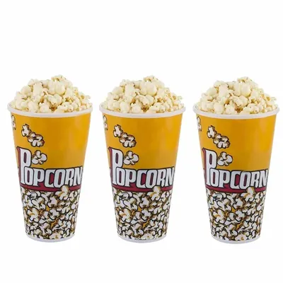 130oz Printed Paper Popcorn Tubs, Movie Theater Style Disposable Popcorn Buckets for Parties & Events (Pack-50 Pcs)