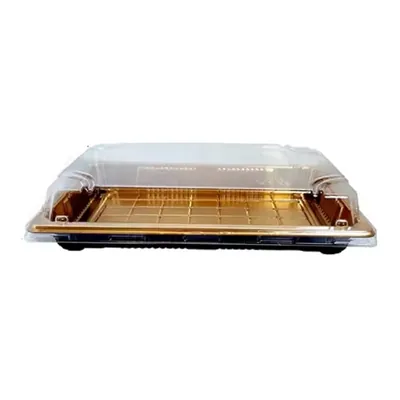 400 Pcs, Designer 8 x 3 x 2.25 Inch Disposable Gold Sushi Take Out Box