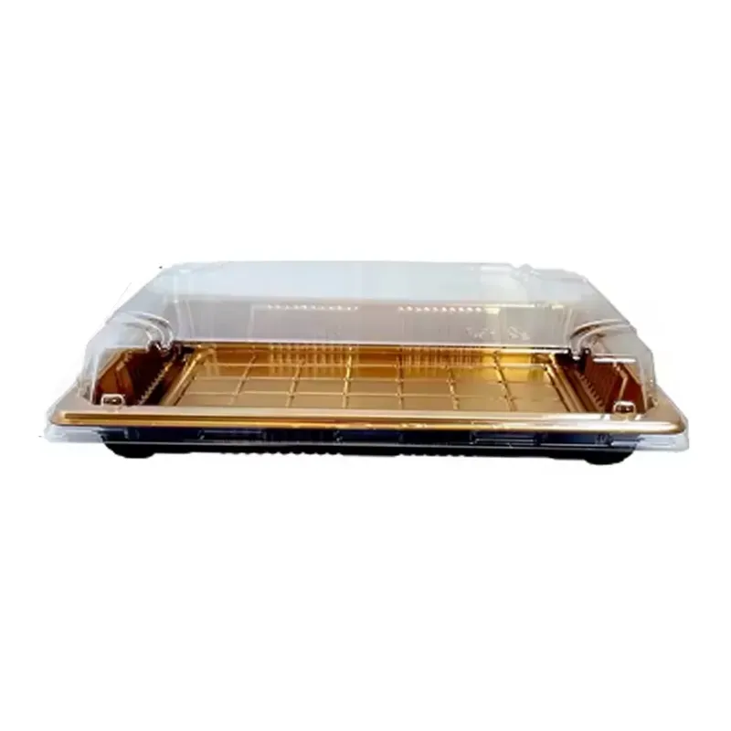 400 Pcs, Designer 8 x 3 x 2.25 Inch Disposable Gold Sushi Take Out Box
