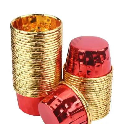 3000 Pcs, 50 x 40 mm Chocolava Double Side Golden Disposable Baking Cupcake Liners For Wedding, Birthday, Baby Shower