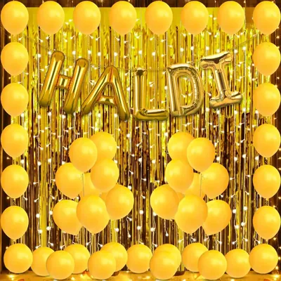 Haldi Ceremony Photo Booth Backdrop Kit, LED Light & Foil Curtains 29 Pcs (pack of 3)