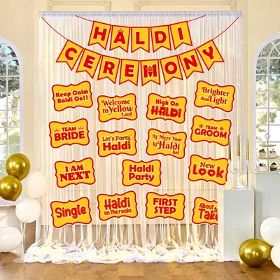 300 GSM Haldi Ceremony Decoration Set Home Photoshoot Background 18 pcs (Pack of 3)