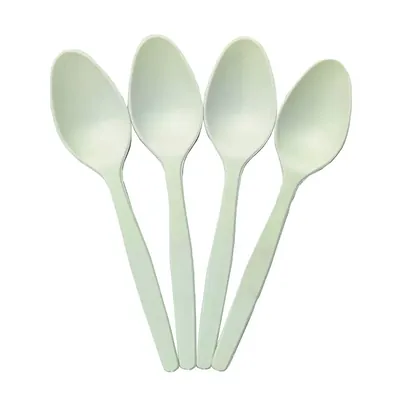 6-Inch (150 mm) Handy Eco-Friendly Cornstarch Spoons, Heavy Duty & Compostable ideal for Events & Home (Pack-Pack of 100 Pcs)