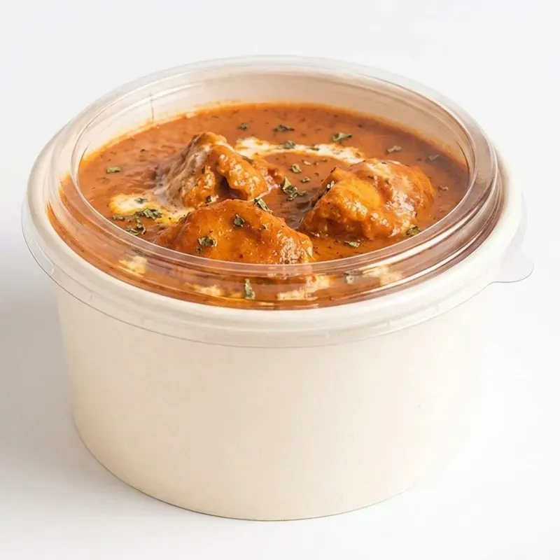 1250 ml Paper Container with Plastic Lid for Food Packaging and Takeaway (Pack-Pack of 25 Pcs)