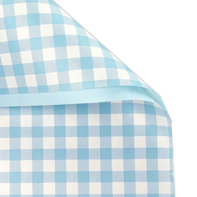 Ice Blue Floral Wrap 58 x 58 cm 20 Sheets Waterproof Check Gift Basket Bouquet Bows Included Pack of 2