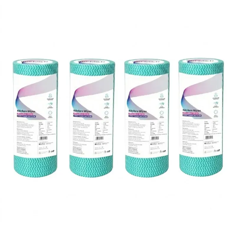 HORECA Pack of 4, 50 Sheets Non Woven Reusable Kitchen Towel Roll, Super Absorbent, Washable Cleaning Wipes