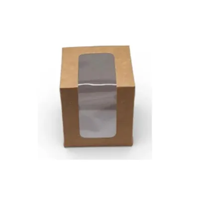 100 Pcs, 3 x 3 x 4 Inch Kraft 280 GSM Cupcake Box with Insert For Cupcakes, Brownies, Bakery Products