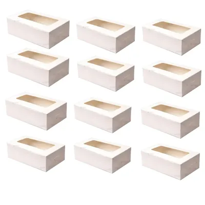 100 Pcs, 9 x 6 x 3 Inch Window 280 GSM Kraft Paper Cupcake/Snack Box