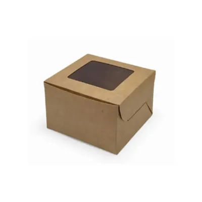 600 Pcs, Premium 3 x 3 x 2 Inch 280 GSM Kraft Window Box With Transparent Window for Brownies, Mini Pastries & Dry Snacks
