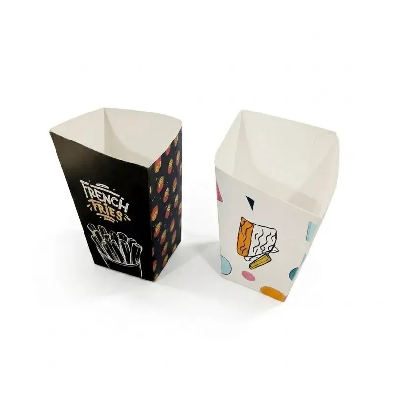 250 g Large Duplex French Fry Containers, Thick, Grease Resistant Disposable Food Cups for Fries, Wedges & Tater Tots (Pack-50 Pcs)